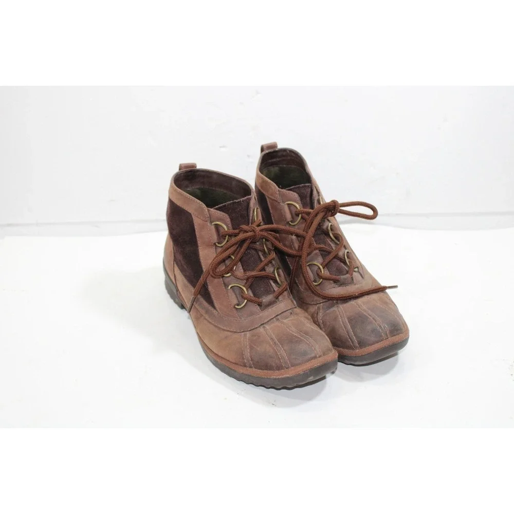 UGG Australia Heather Brown Leather Winter Ankle Boots Womens Size Us 8
